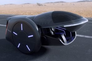 The Shane is a striking two-wheeled electric car that looks like a bumped up hoverboard with humungous wheels
